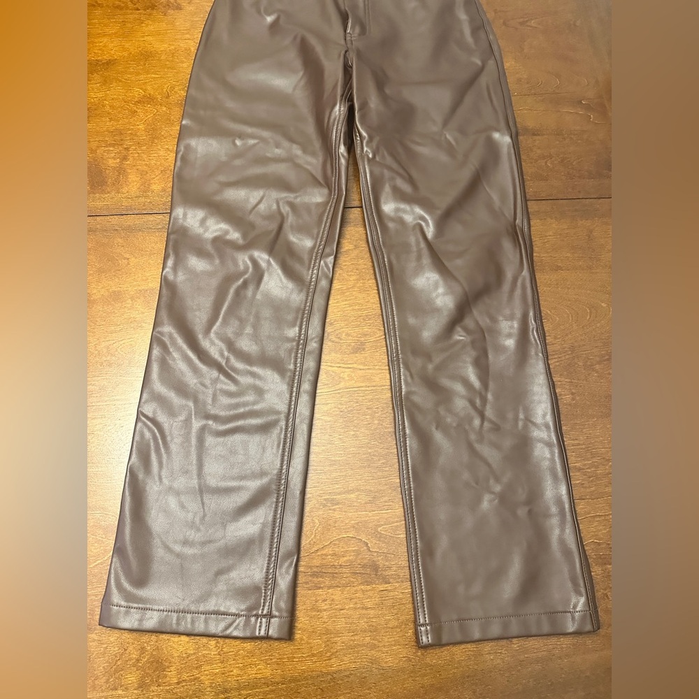 Abercrombie & Fitch Women's Brown Faux Leather Pants - Picture 2 of 7